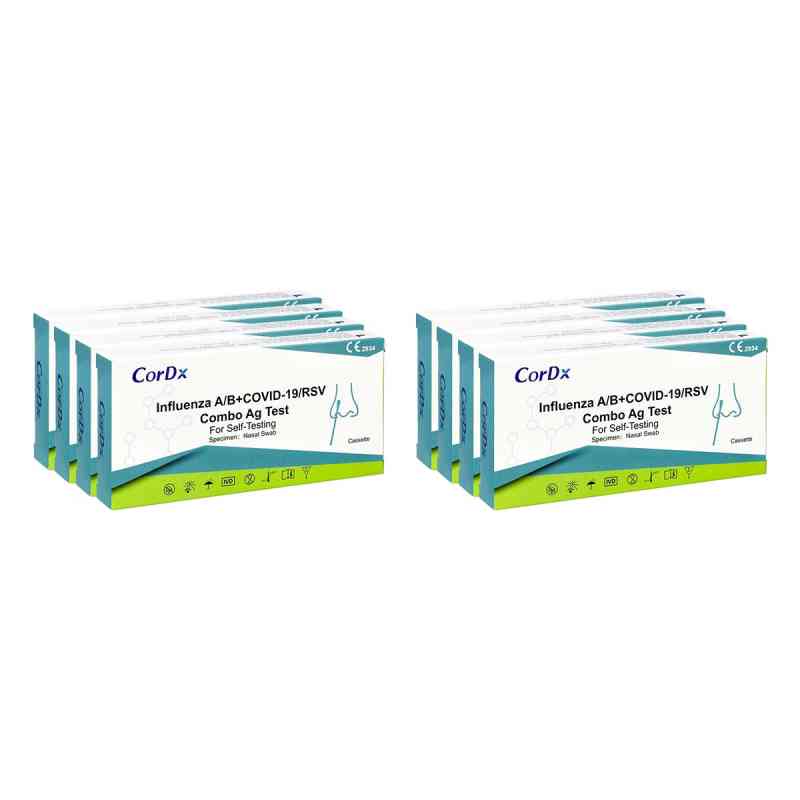 Cordx RSV+Influenza A/B+COVID-19 Combo Ag Selbsttest Nasentest 8 stk
