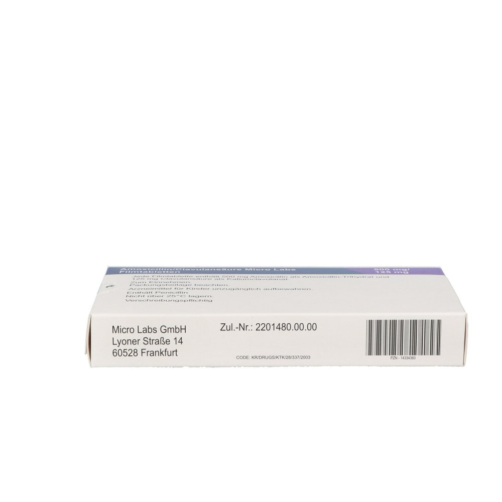 Amoxicillin/clavulansäure Micro La.500mg/125mg Fta 10 stk